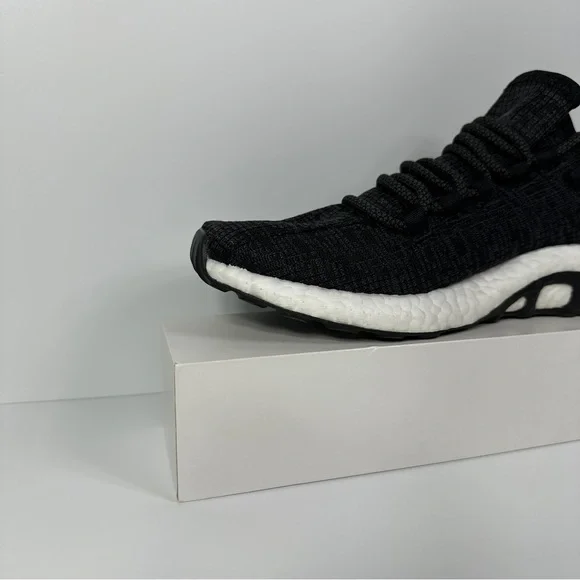 ADIDAS PUREBOOST CORE BLACK MENS RUNNING SHOES SIZE 9.5 PRIMEKNIT GRAY WHITE NEW